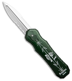 Piranha Excalibur D/A OTF Automatic Knife Green Aluminum (3.2" SW Serrated)