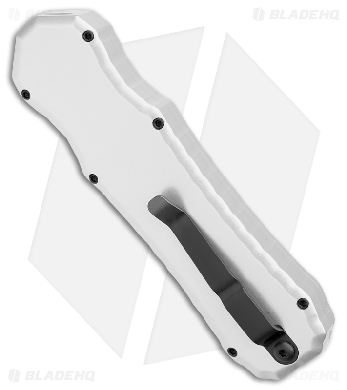 Piranha Excalibur OTF Automatic Knife Silver Tactical (3.2" Black Serr)