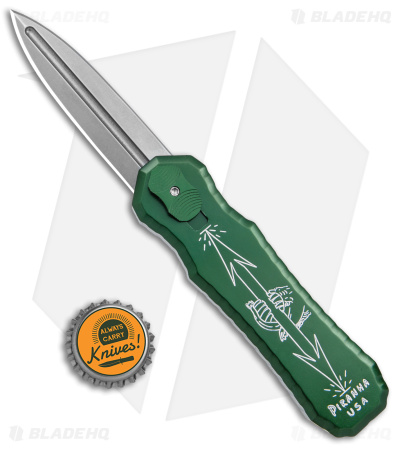 Piranha Excalibur OTF Knife Green Double Action Automatic (3.2" Stonewash)