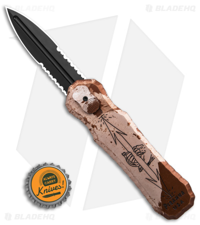 Piranha Excalibur OTF Automatic Knife Desert Camo  (3.2" Black Serr)