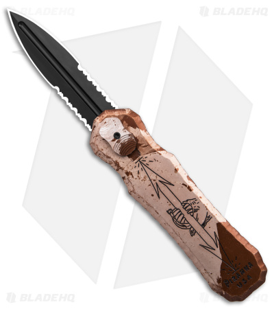 Piranha Excalibur OTF Automatic Knife Desert Camo  (3.2" Black Serr)