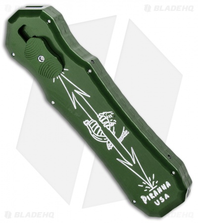 Piranha Excalibur OTF Knife Green Double Action Automatic (3.2" Stonewash)