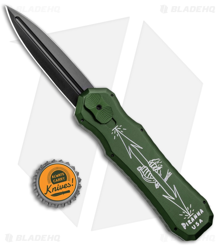 Piranha Green Excalibur OTF Knife Double Action Automatic (3.2" Black)
