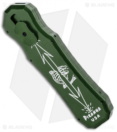 Piranha Green Excalibur OTF Knife Double Action Automatic (3.2" Black)