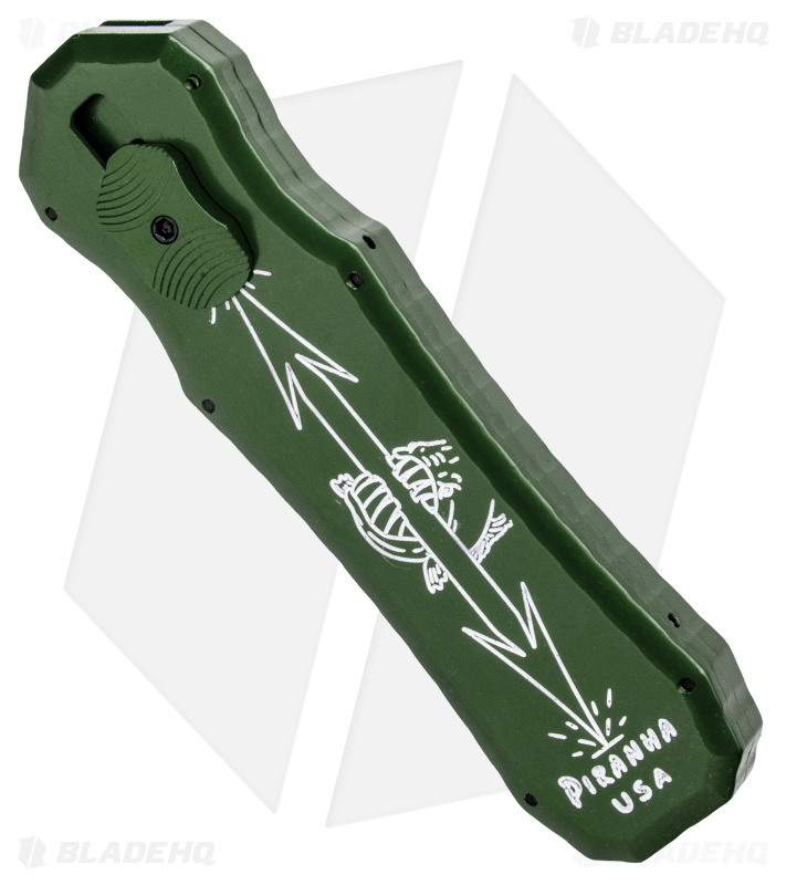 Piranha Green Excalibur OTF Knife Double Action Automatic (3.2" Black Serr)