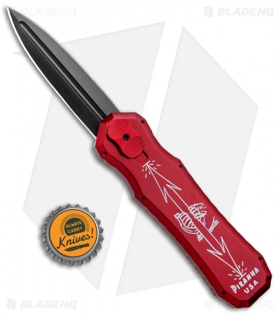 Piranha Excalibur OTF Knife Double Action Automatic Red (3.2" Black Plain)