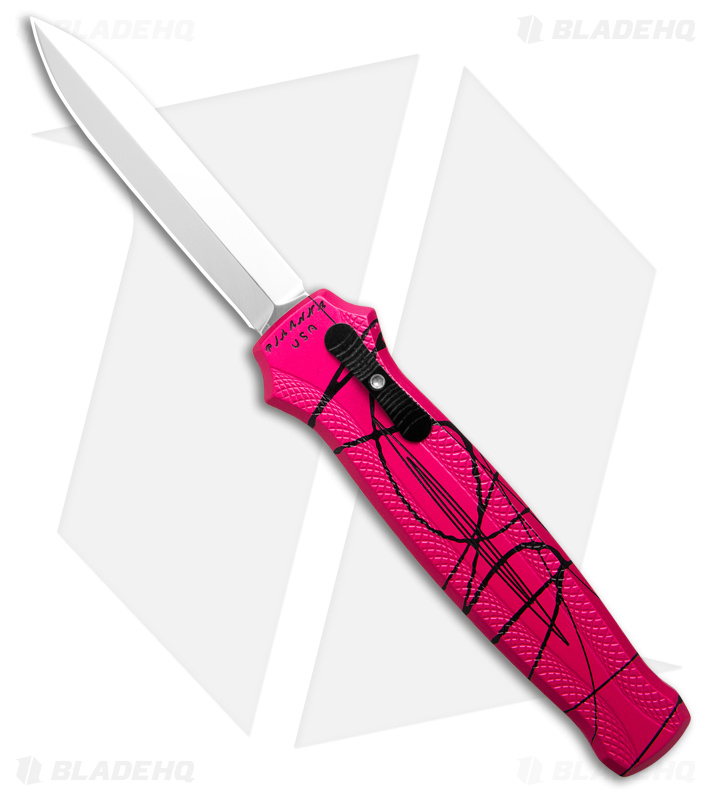 Piranha Rated-X  D/A Dagger OTF Automatic Knife Pink Alum (3.5 Mirror) P-20PK 