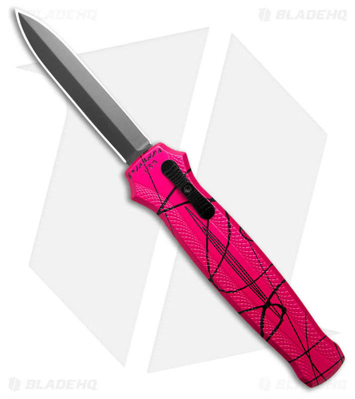 Piranha Rated-X  D/A Dagger OTF Automatic Knife Pink Alum (3.5 Black) P-20PKT