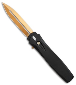 Pro-Tech Dark Angel OTF Automatic Knife Black Handle (3.7" Gold Ti )