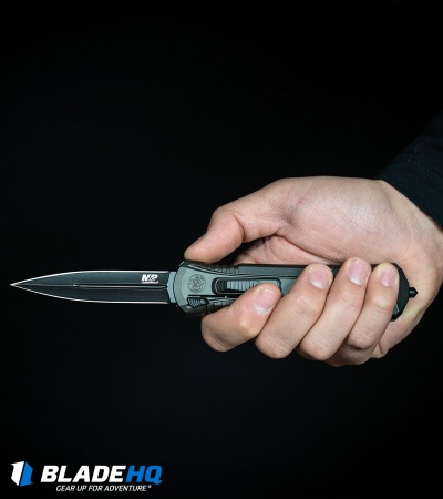 Smith & Wesson M&P OTF Assist Finger Actuator Tanto Knife (3.2" Black Serr)
