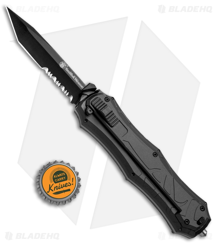S&W M&P OTF Assist Finger Actuator Tanto Knife (3.2" Black Serr)