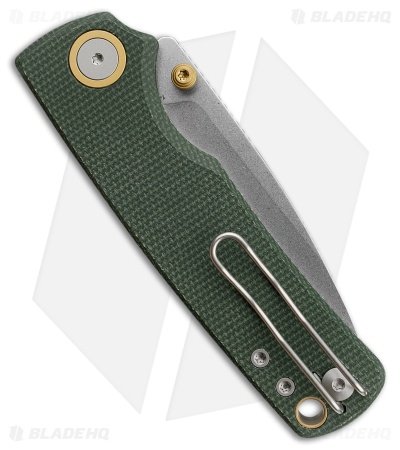 Vosteed Porcupine Top Liner Lock Knife Green Micarta (3" Stonewash 14C28N)