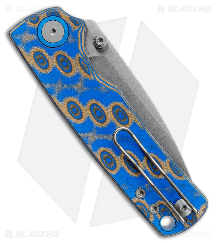 Vosteed Porcupine Top Liner Lock Knife Blue Ocean Micarta (3" Satin 14C28N)