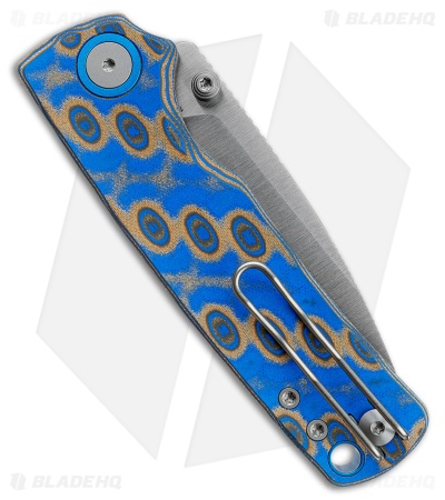 Vosteed Porcupine Top Liner Lock Knife Blue Ocean Micarta (3" Satin 14C28N)