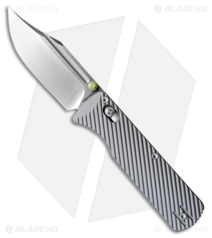 Vosteed Vombat Bowie Crossbar Lock Knife Gray Aluminum (2.9" Satin)