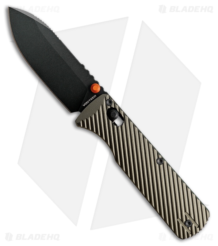 Vosteed Vombat Drop Point Crossbar Lock Knife Olive Green Al (2.9" Black SW)