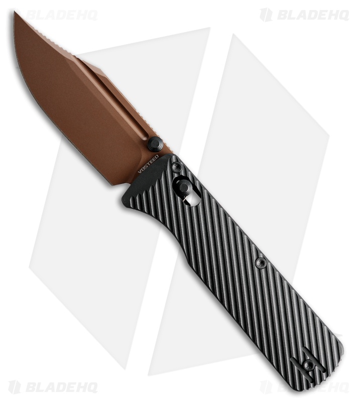 Vosteed Vombat Bowie Crossbar Lock Knife Black Aluminum (2.9" Copper Dune)