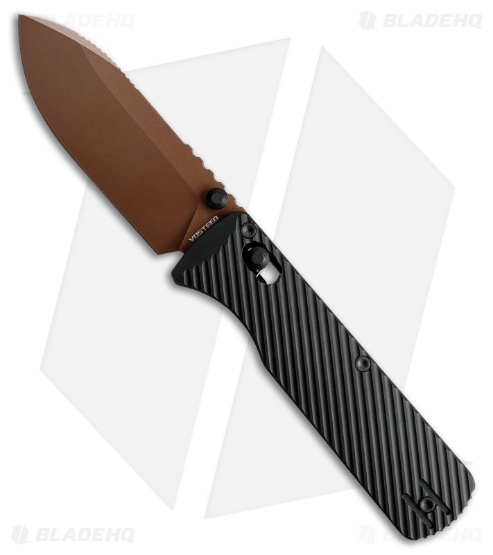 Vosteed Vombat Drop Point Crossbar Lock Knife Black Aluminum (2.9" Copper Dune)
