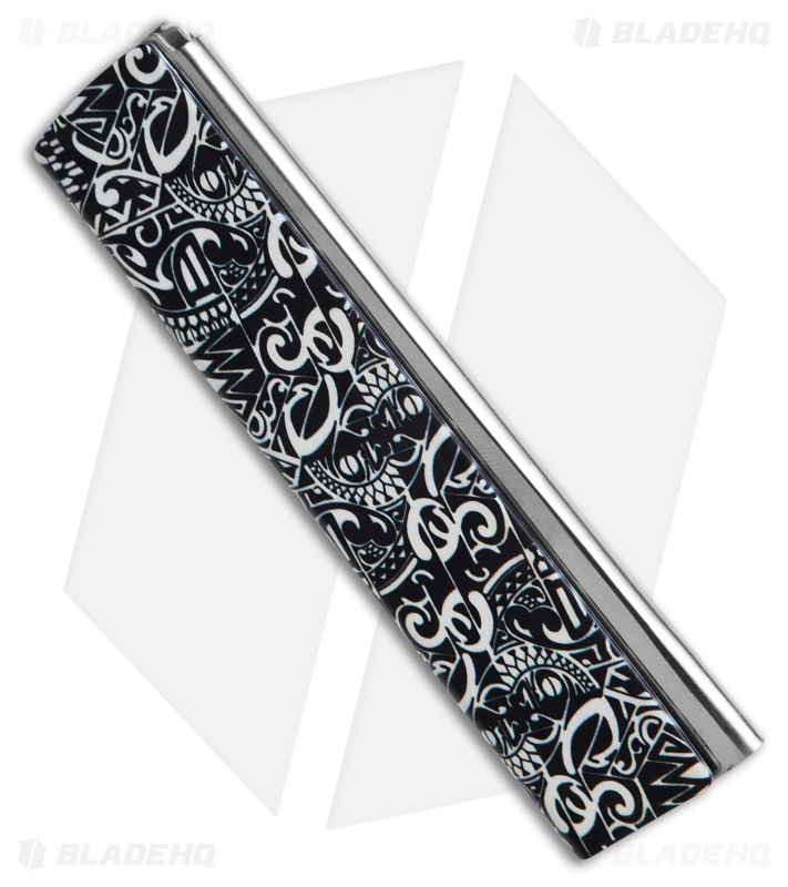 AGA Campolin Dragonfly Gravity Knife Black/White Tribal