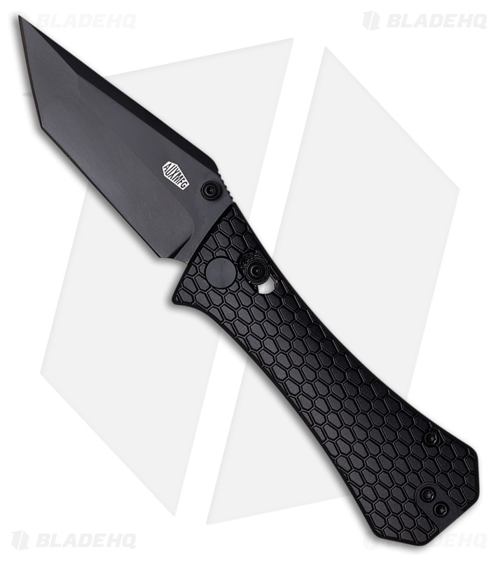 Auxiliary Manufacturing Coffin Tanto Crossbar Lock Knife Black Al (3" Black)