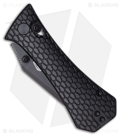 Auxiliary Manufacturing Coffin Tanto Crossbar Lock Knife Black Al (3" Black)