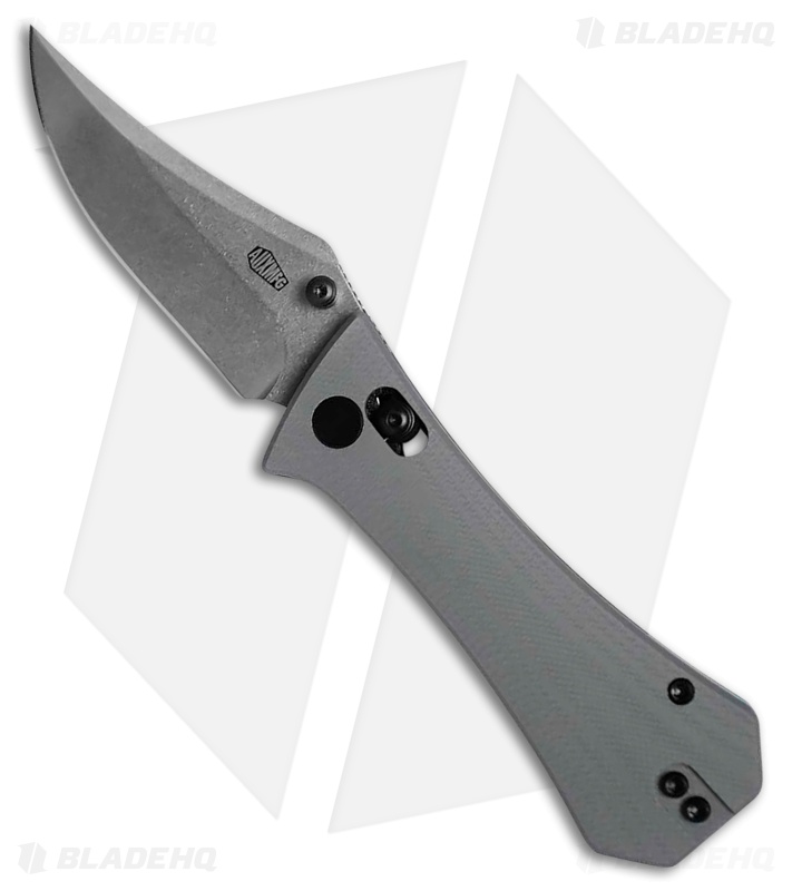 Auxiliary Manufacturing Pocket Bowie Crossbar Lock Knife Gray G-10 (3" SW)