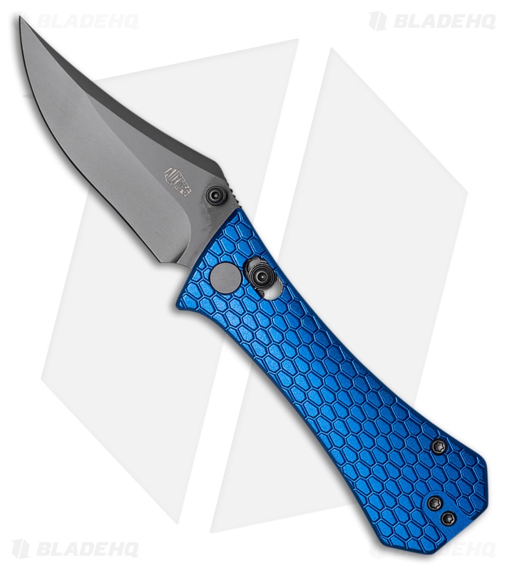 Auxiliary Manufacturing  Pocket Bowie Crossbar Lock Knife Blue Al (3" Gray)