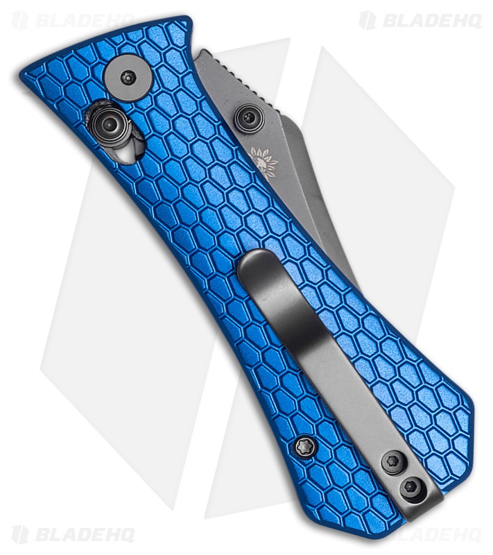 Auxiliary Manufacturing  Pocket Bowie Crossbar Lock Knife Blue Al (3" Gray)