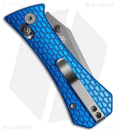 Auxiliary Manufacturing Coffin Tanto Crossbar Lock Knife Blue Al (3" Gray)*DISC*