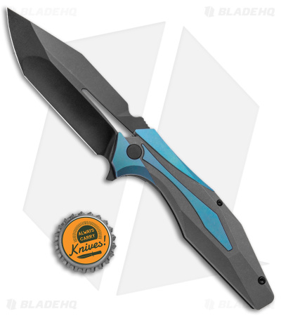 Arcane Design x Isham Bladeworks PLEXUS Knife SW Blue/Gray Ti (3.5" Black M390)