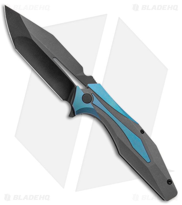 Arcane Design x Isham Bladeworks PLEXUS Knife SW Blue/Gray Ti (3.5" Black M390)