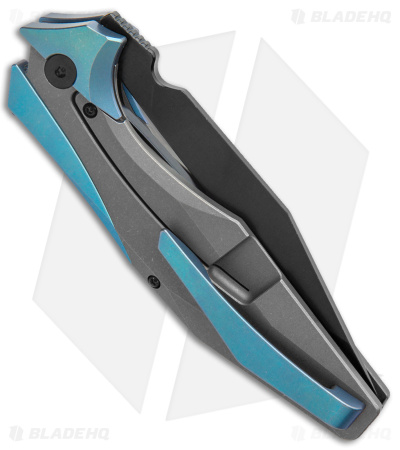 Arcane Design x Isham Bladeworks PLEXUS Knife SW Blue/Gray Ti (3.5" Black M390)