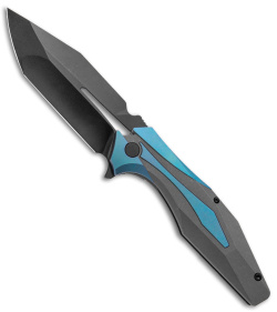 Arcane Design x Isham Bladeworks PLEXUS Knife SW Blue/Gray Ti (3.5" Black M390)