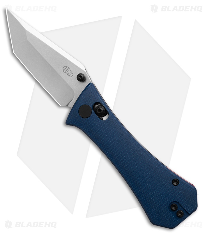 Auxiliary Manufacturing Coffin Tanto Crossbar Lock Knife Blue Micarta (2.8" SW)