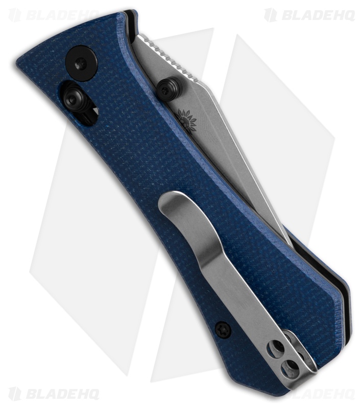 Auxiliary Manufacturing Coffin Tanto Crossbar Lock Knife Blue Micarta (2.8" SW)