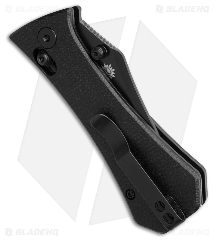 Auxiliary Manufacturing Pocket Bowie Crossbar Lock Knife Black (2.8" Black)