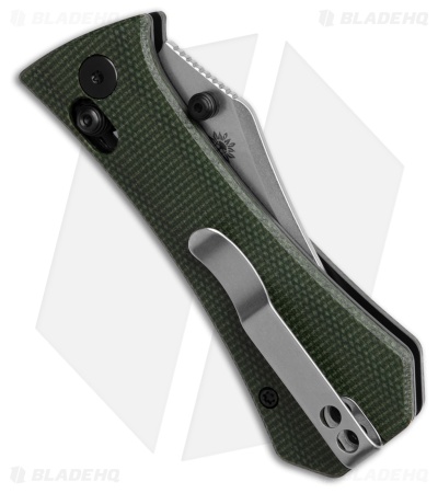 Auxiliary Manufacturing Pocket Bowie Crossbar Lock Knife Green Micarta (2.8" SW)