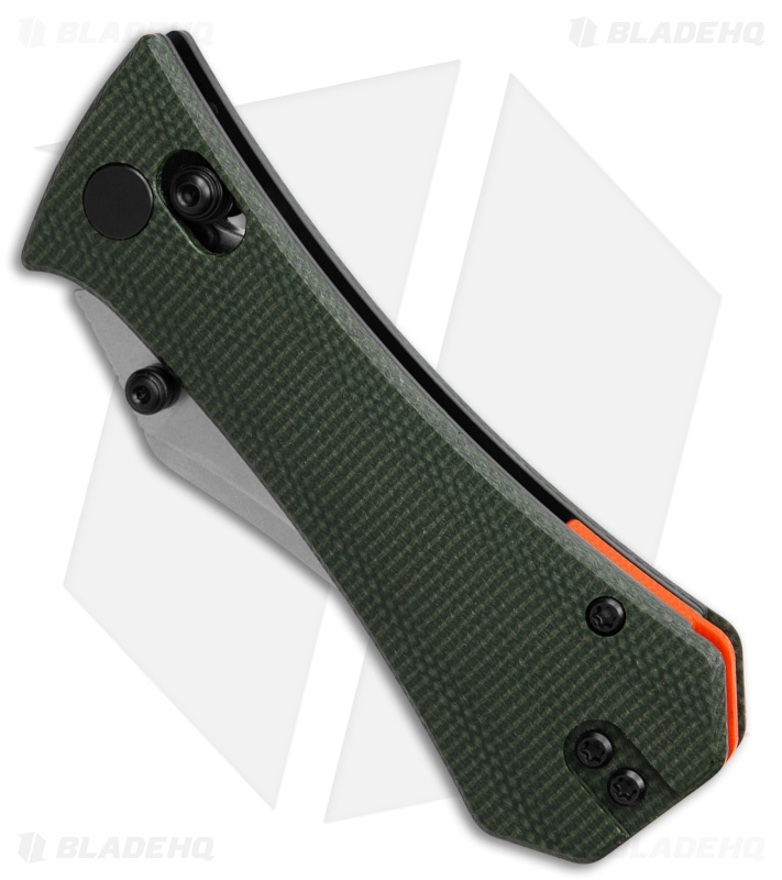 Auxiliary Manufacturing Pocket Bowie Crossbar Lock Knife Green Micarta (2.8" SW)