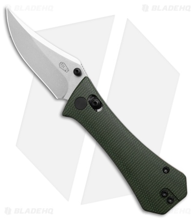 Auxiliary Manufacturing Pocket Bowie Crossbar Lock Knife Green Micarta (2.8" SW)