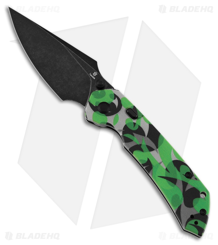 Tenable Fenrir Top Liner Lock Knife Green Camo Jade G-10 (3.4" Black SW)