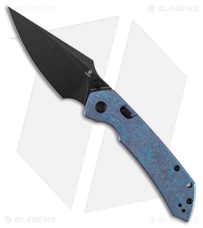 Tenable Fenrir Top Liner Lock Knife Blue Crystallized Titanium (3.4" Black)