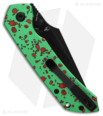 Tenable Knives Fenrir Top Liner Lock Knife Green/Red Zombie Al (3.4" Black SW)