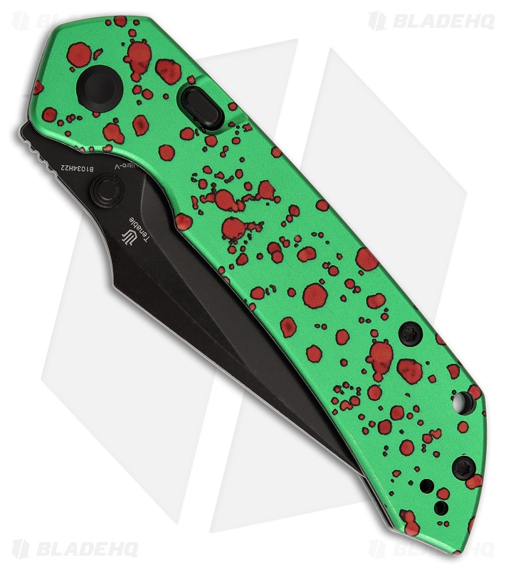 Tenable Knives Fenrir Top Liner Lock Knife Green/Red Zombie Al (3.4" Black SW)