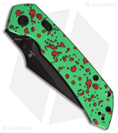 Tenable Knives Fenrir Top Liner Lock Knife Green/Red Zombie Al (3.4" Black SW)