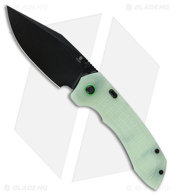 Tenable Knives Entity Button Lock Knife Glow-In-The-Dark G10 (3.52" Black SW)