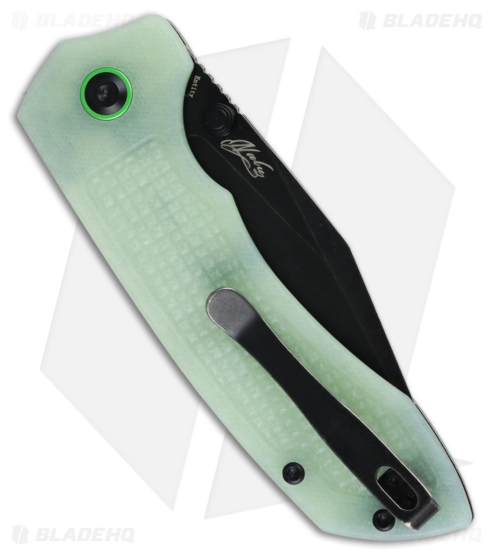 Tenable Knives Entity Button Lock Knife Glow-In-The-Dark G10 (3.52" Black SW)