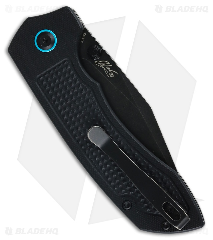 Tenable Knives Entity Button Lock Knife Black G-10 (3.52" Black SW)