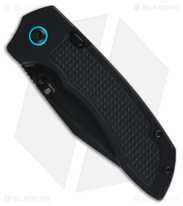 Tenable Knives Entity Button Lock Knife Black G-10 (3.52" Black SW)