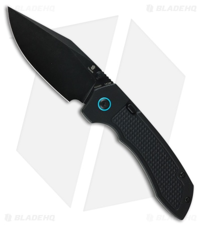 Tenable Knives Entity Button Lock Knife Black G-10 (3.52" Black SW)