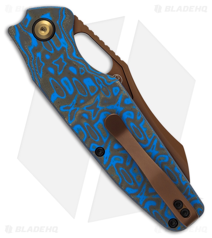 Tenable Knives Tuckamore Liner Lock Knife Blue & Yellow Micarta (3.5" Rose Gold)